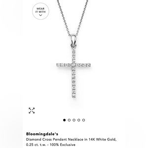 Bloomingdale’s Diamond Cross Pendant Necklace in 14K White Gold, 0.25 ct. t.w.